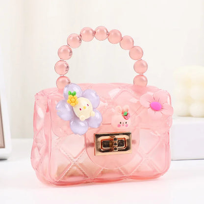 Cutey Coin Purse Lock Button Small Square Handbags for Kids Girls Flower Children Shoulder Crossbody Bags Cheap Wholesale