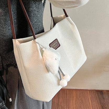 Large Capacity Fashion Lady Bag for Women 2025 New Autumn Versatile Canvas Shoulder Bag Leopard Magnetic Clasp Handbag Design