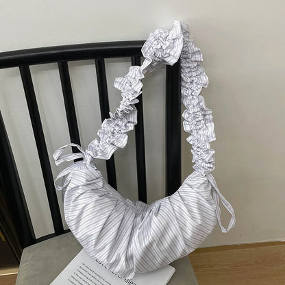 Adjustable Shoulder Strap Single Shoulder Bag Drawstring Bag Women Brand Handbags Zipper PU Lady Stripe Sac a Main Pour Femme