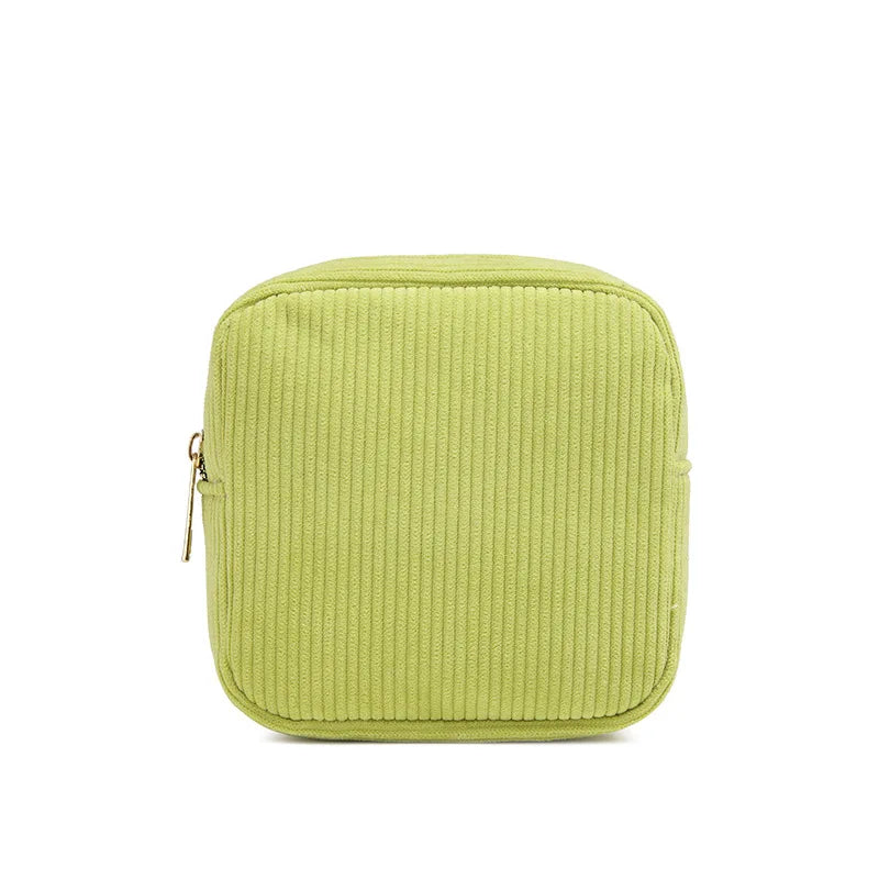 2025 Wholesale Custom Square Striped Corduroy Makeup Bag Luxury Bags Women Corduroy Striped Lightweight Cosmetic Bag