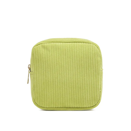 2025 Wholesale Custom Square Striped Corduroy Makeup Bag Luxury Bags Women Corduroy Striped Lightweight Cosmetic Bag