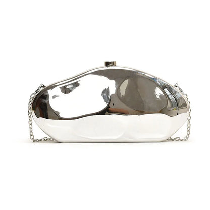 2025 Luxury Golden Silver Metallic Shell Stone Purses and Handbags Women Acrylic Party Evening Bag