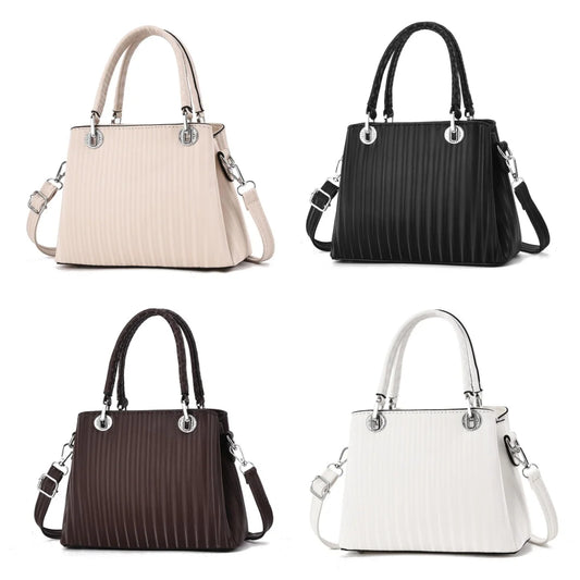 Women's Minimalist Pure Color Crossbody Bag  Large Capacity Single Shoulder Bag Striped Pattern PU Fashion Bags for Women