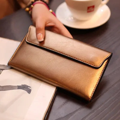 Business Thin Simple Buckle Money Clip Card Tide Long Niche Design Clutch PU 2025 New Explosive Fashion Luxury Purses for Women