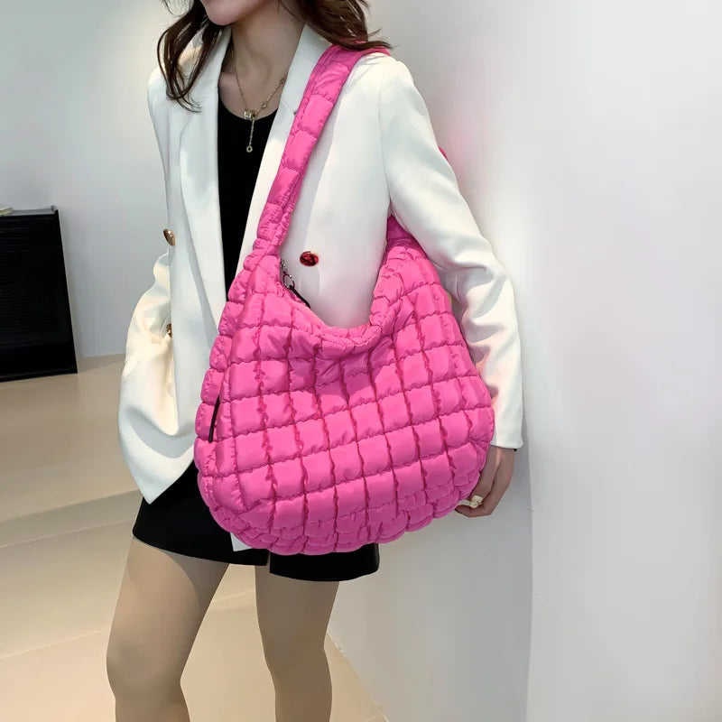 2025 Customize Lightweight Puffer Quilted Shoulder Bag for Women Puffy Crossbody Shoulder Bag Lightweight Nylon Bag
