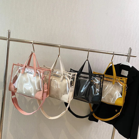 2025 Fashion clear Shopping Pvc Jelly Bag Branded Designer Bag Transparent Blank Plain Crossbody Bag