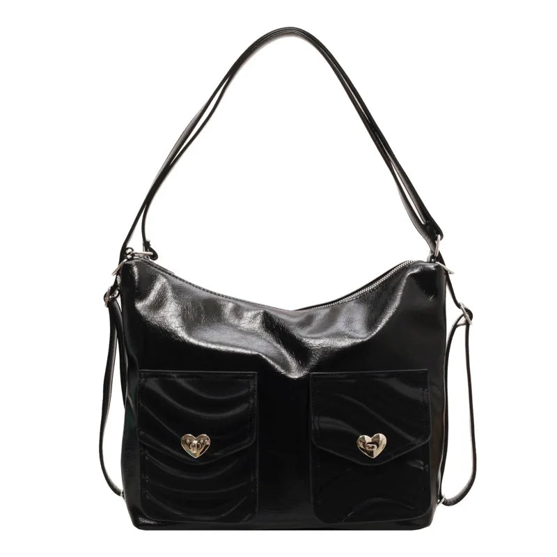 2024 Trendy Casual Niche Design Women's Shoulder Bag Vintage Multi-Use Backpack PU Cotton Single Strap Lock for Spring/Summer