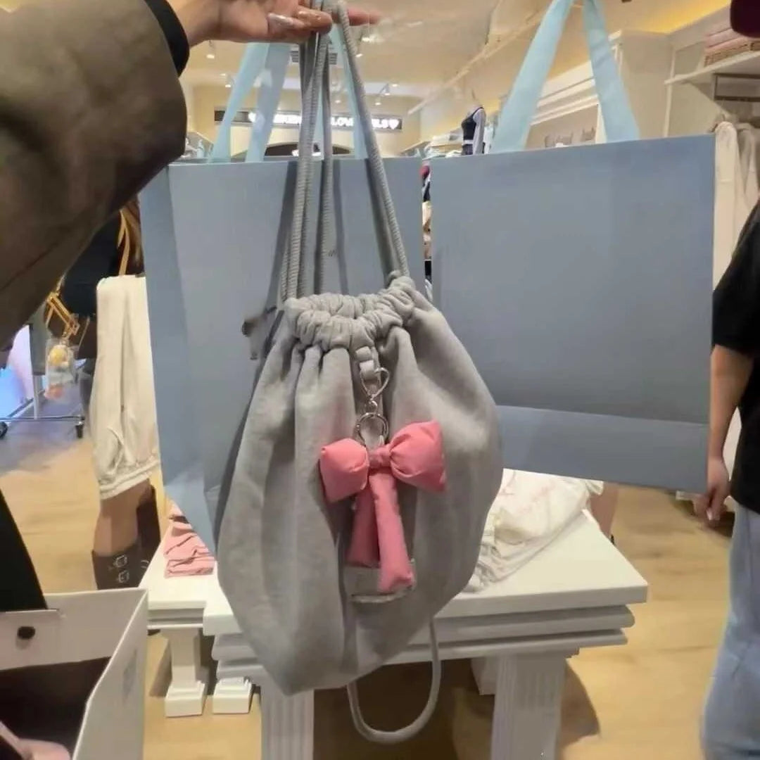 Waterproof Bow Drawstring Casual Backpack for Girls Simple Versatile  Sports Bag Cross Bags for Women