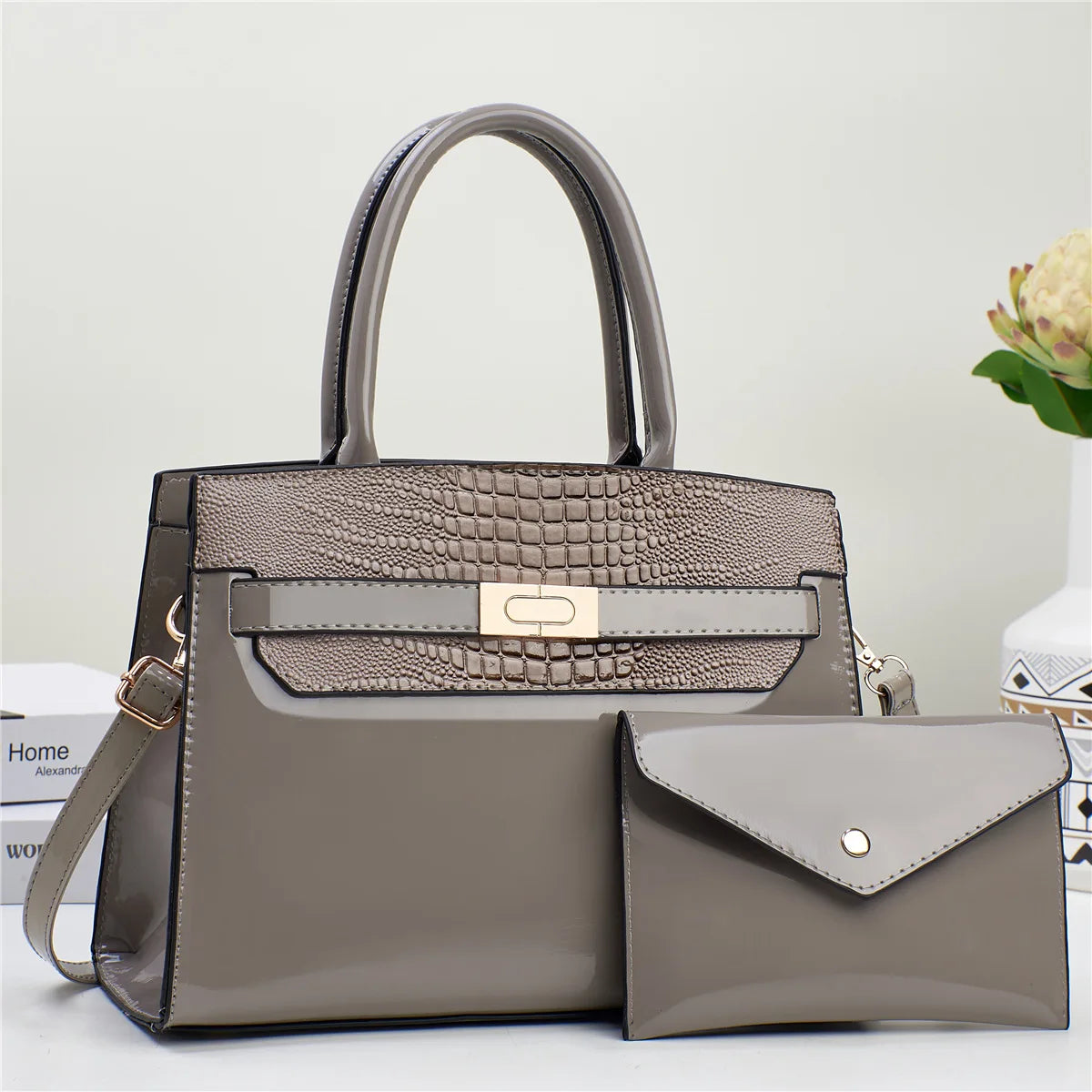 Simple Crocodile Print Shoulder Crossbody Bag Luxury Large Capacity High Quality Handbag New Fashion Two-Piece Bag Bag Female