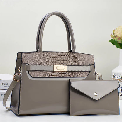 Simple Crocodile Print Shoulder Crossbody Bag Luxury Large Capacity High Quality Handbag New Fashion Two-Piece Bag Bag Female