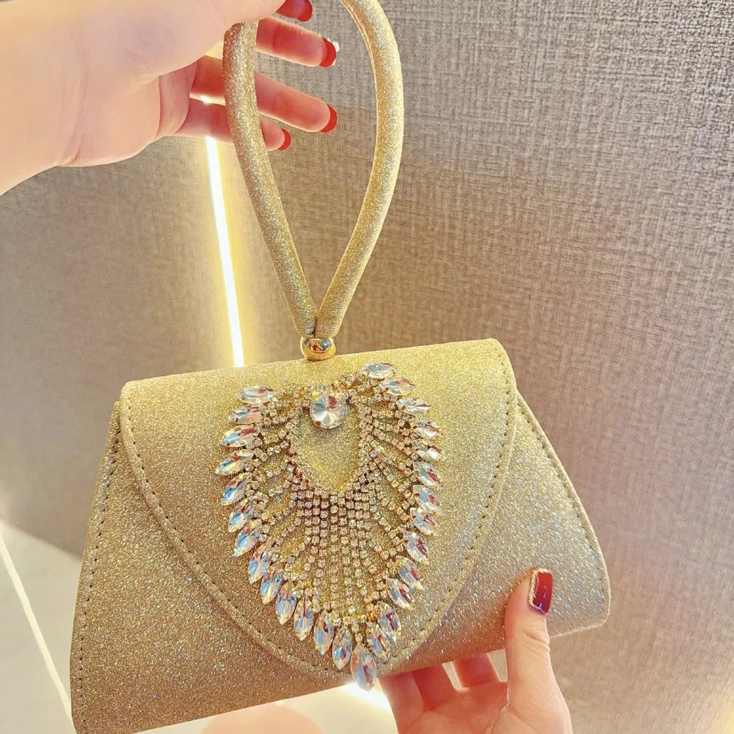 High Quality Evening Bag Sparkly Purses for Women Glitter Rhinestone Party Handbags Chain Prom Purse Dressy Clutch Bags