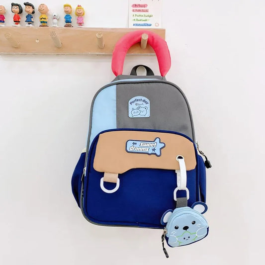 New Children's School Bag Kindergarten Primary and Secondary Class Boys and Girls Color-blocked Backpack Casual Useful Backpack