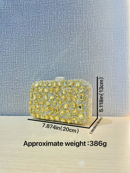 Women's Shiny Diamond Clutch Bag Elegant Gold  Rhinestones High Quality Luxury Ladies Purse  Crystal Hand Bling Evening Bags