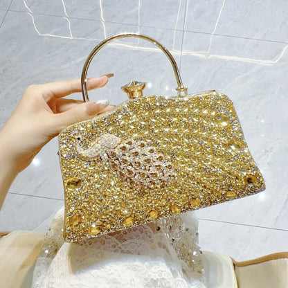 2025 Sac Main Femme Ladies Women Brand Handbags  Sparkly Rhinestone Sequin Glitter Bag Clutch Bag  Full Diamond Dinner Bag