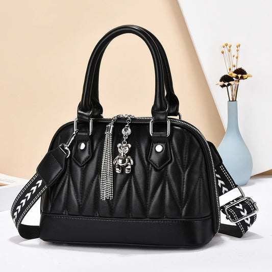 New Pleated Macaron Handbag High Aesthetic Light Luxury Single Shoulder Crossbody Bag Large Capacity PU Fashion Bags for Women