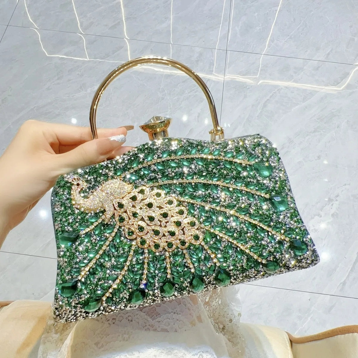 2025 Sac Main Femme Ladies Women Brand Handbags  Sparkly Rhinestone Sequin Glitter Bag Clutch Bag  Full Diamond Dinner Bag