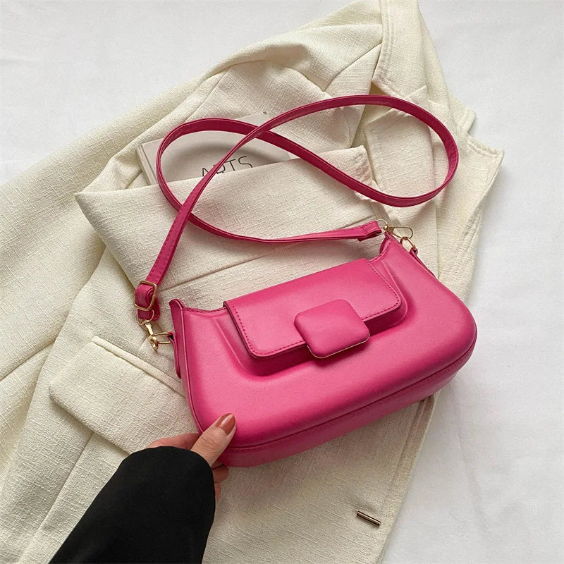 2024 New Fashion Women Designer Bags Leather Pu Shoulder Bag Handbag Solid Splicing Color Stylish Bags for Women