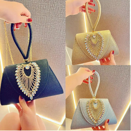 High Quality Evening Bag Sparkly Purses for Women Glitter Rhinestone Party Handbags Chain Prom Purse Dressy Clutch Bags