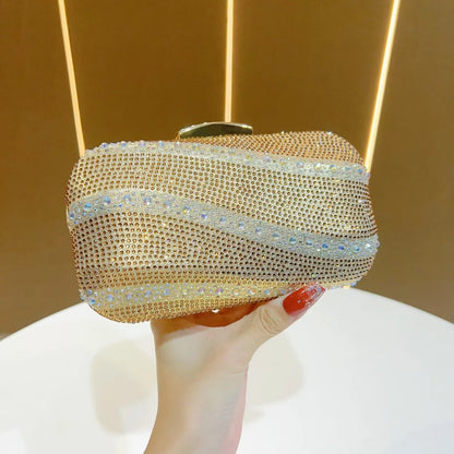 High Quality Fashion Diamond Clutch Women's Bag Light Luxury Dinner Bag Polyester Material square Pattern Evening Bags