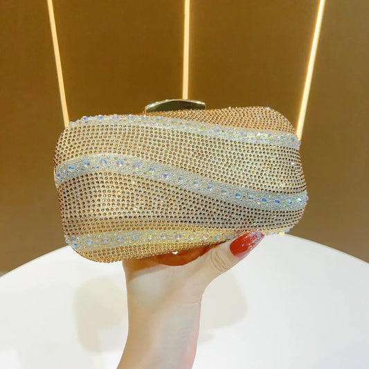 High Quality Fashion Diamond Clutch Women's Bag Light Luxury Dinner Bag Polyester Material square Pattern Evening Bags