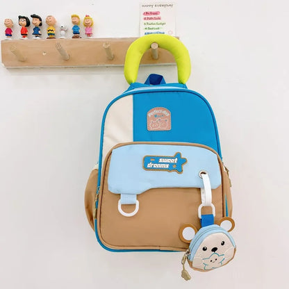 New Children's School Bag Kindergarten Primary and Secondary Class Boys and Girls Color-blocked Backpack Casual Useful Backpack