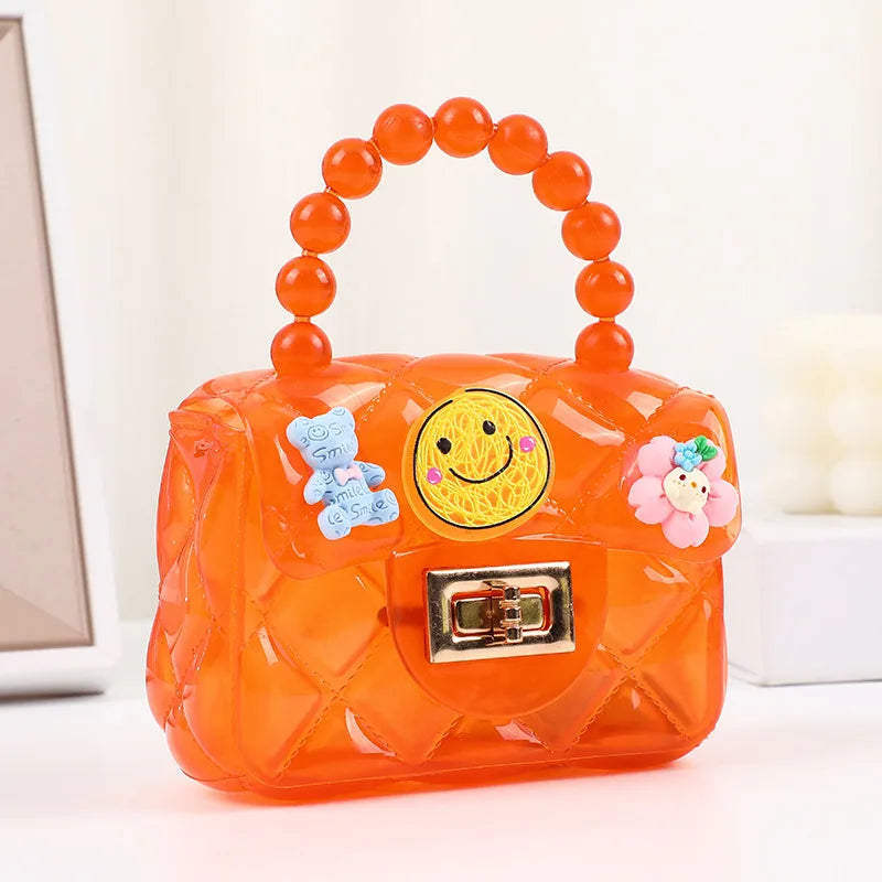 Cutey Coin Purse Lock Button Small Square Handbags for Kids Girls Flower Children Shoulder Crossbody Bags Cheap Wholesale