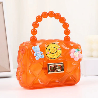 Cutey Coin Purse Lock Button Small Square Handbags for Kids Girls Flower Children Shoulder Crossbody Bags Cheap Wholesale