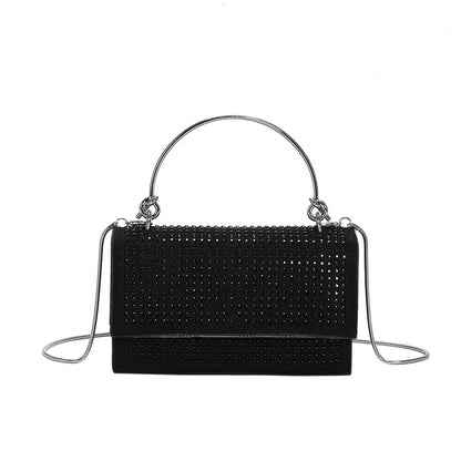 Bright Diamond Woman Vintage Crossbody Shoulder Bag High Quality Chain Small Square Custom Messenger  Shoulder Hand Bag