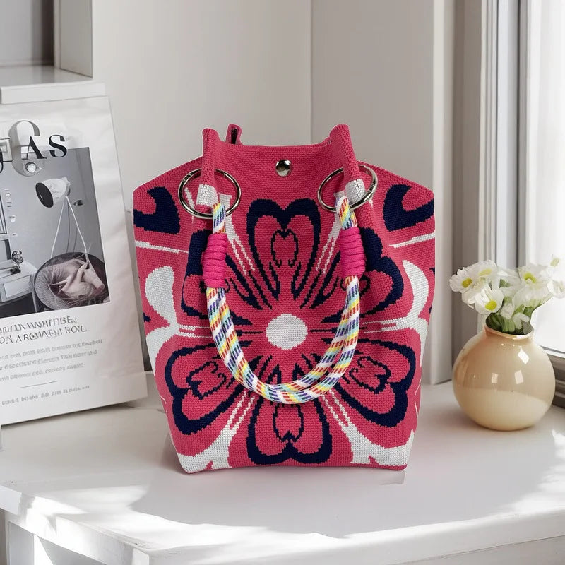 Wholesale Bags Fashion Single Shoulder Retro Embroidered Flower Bag Handbags for Women Luxury Designer Button Polyester Bag