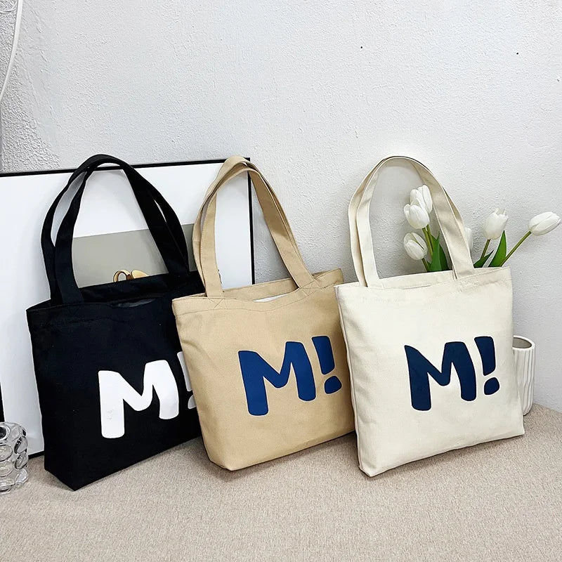 Women's New Style Large Capacity Canvas Tote Bag with Zipper Closure Durable Supermarket Shopping Shoulder Handbag