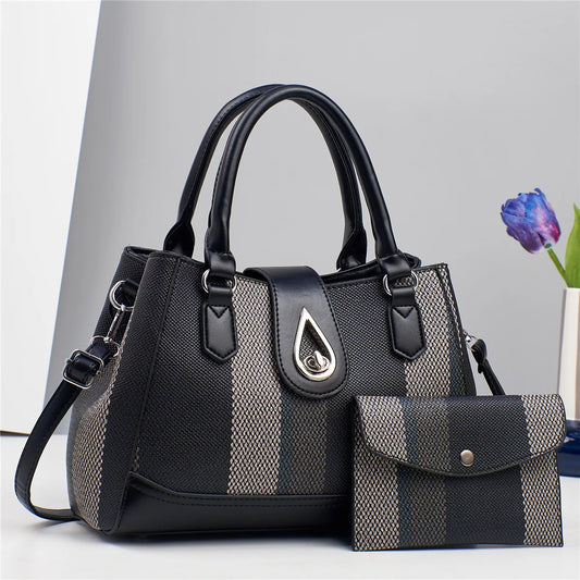 Large Capacity and Versatile Two-piece Handbag New Trend High-quality Handbag Design PU Material Woven Useful Purses and Bags