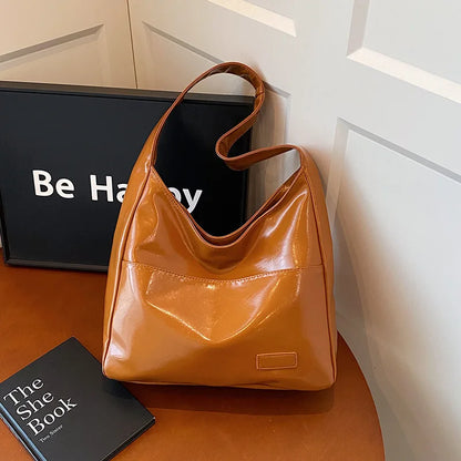 Classic Retro High-End Women's Designer Shoulder Bag Large Capacity Zipper Cross-Border Direct Source PU Material Large Capacity