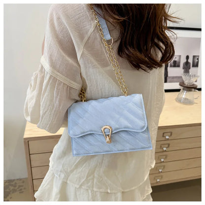 2024 Urban Style Ladies Cross-Body Shoulder Bag Lingge's New Popular Embroidery Line Texture Zipper Closure Fashionable PU