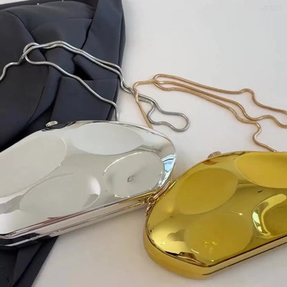 2025 Luxury Golden Silver Metallic Shell Stone Purses and Handbags Women Acrylic Party Evening Bag