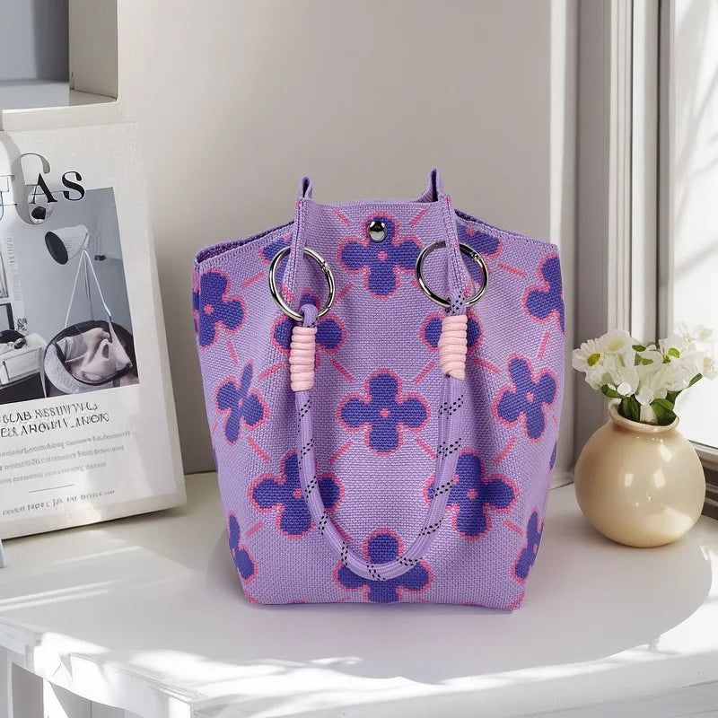 Wholesale Bags Fashion Single Shoulder Retro Embroidered Flower Bag Handbags for Women Luxury Designer Button Polyester Bag