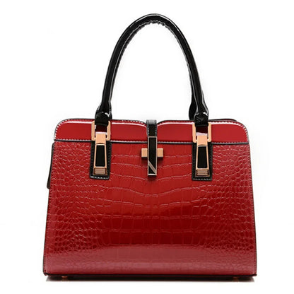 High Quality Shoulder Bags Unique Vintage PU Purse Korea Hand Bag Patent Leather Crocodile Leather Handbags for Women