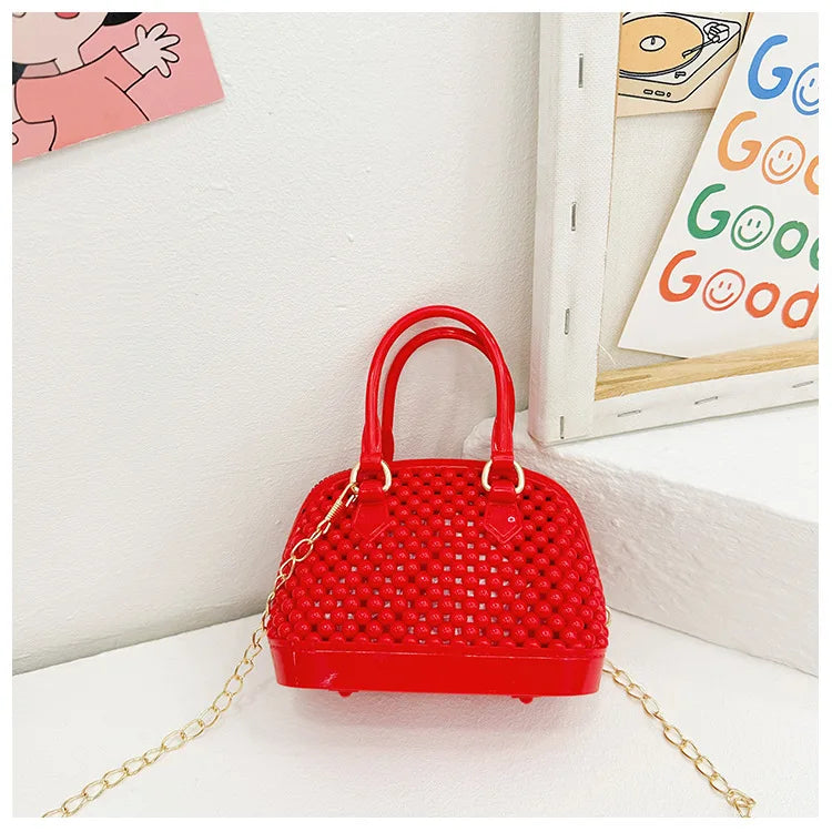 Candy Pure Color Mini PU Handbags Cute and Playful Checkered Crossbody Bag Colorful Chain Fashion Bags for Women