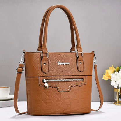 New Zipper Decoration Shoulder Crossbody Bag Luxury Large Capacity Handbag Trend Fashion Women's Bag Middle-Aged Mom Bag Daily