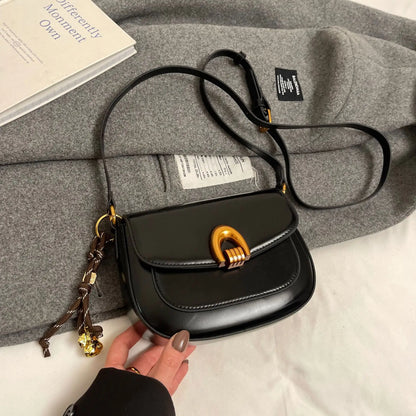2025 New Fashion Cross Bags for Women Senior Female Saddle Bag Zip Closure PU Lining Leather Texture Single Shoulder Bag