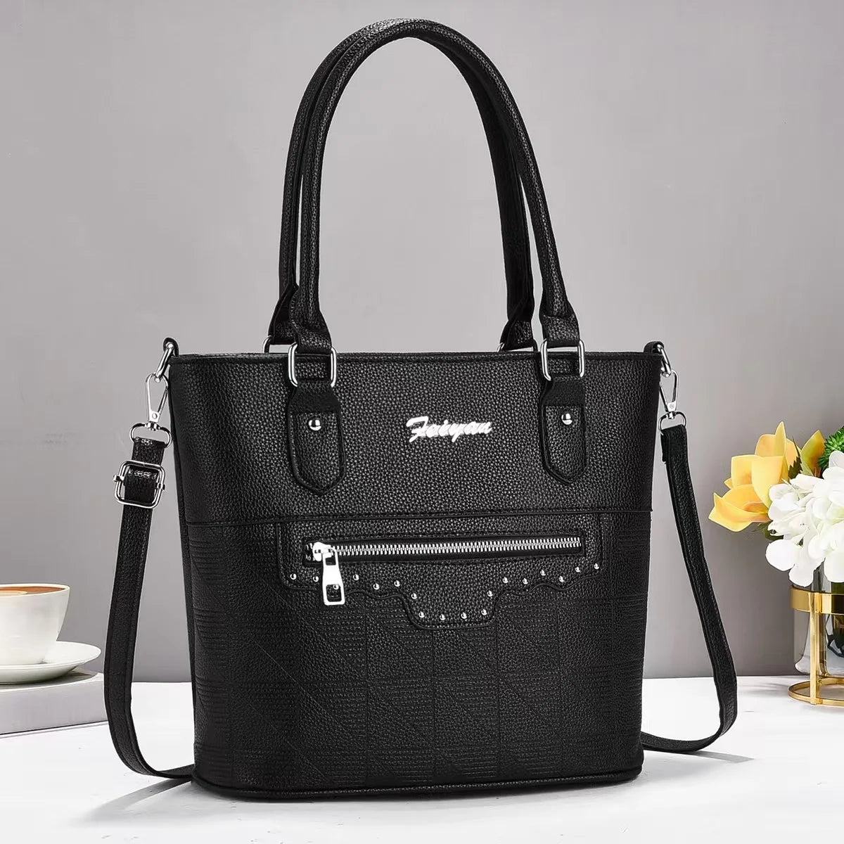 New Zipper Decoration Shoulder Crossbody Bag Luxury Large Capacity Handbag Trend Fashion Women's Bag Middle-Aged Mom Bag Daily