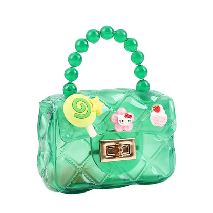 Cutey Coin Purse Lock Button Small Square Handbags for Kids Girls Flower Children Shoulder Crossbody Bags Cheap Wholesale