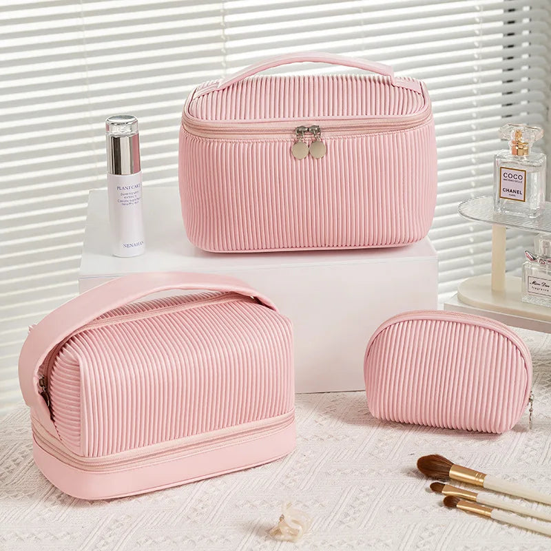 2025 New 3 Pcs Toiletry Bag Travel Wash Bag Candy Makaron Color Cosmetic Pouch Gradient Makeup Bag Set