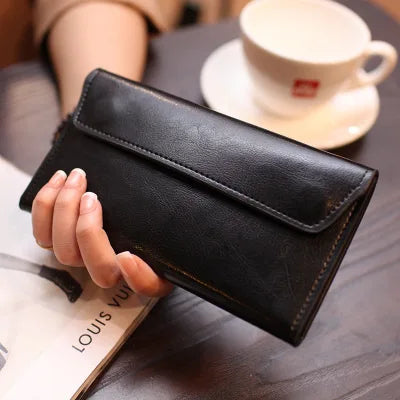 Business Thin Simple Buckle Money Clip Card Tide Long Niche Design Clutch PU 2025 New Explosive Fashion Luxury Purses for Women
