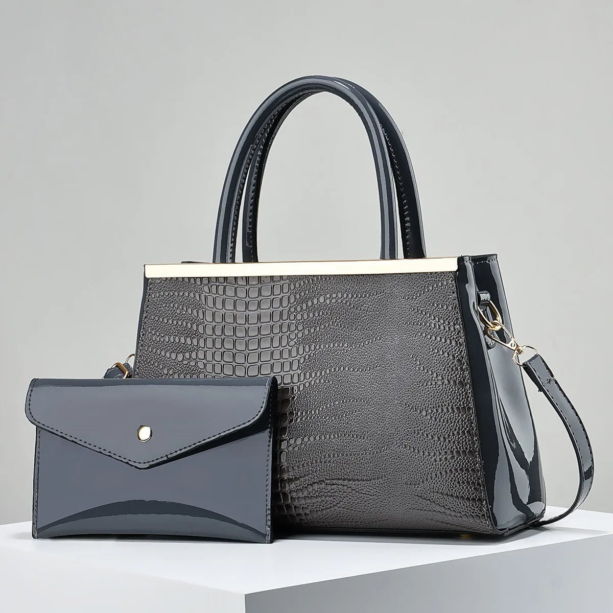 2024 Luxury PU Leather Tote Bag for Women High Quality Water Resistant Zipper Closure Branded Handbag for Fashionable Use