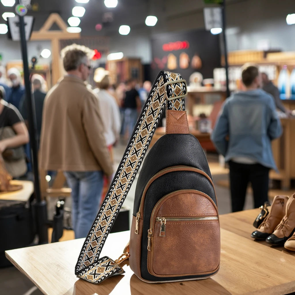 Women's Fashion Crossbody Sling Backpack Solid Color PU Leather Multipurpose Chest Bag