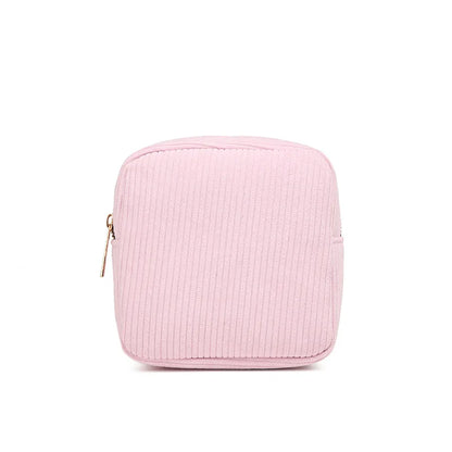 2025 Wholesale Custom Square Striped Corduroy Makeup Bag Luxury Bags Women Corduroy Striped Lightweight Cosmetic Bag