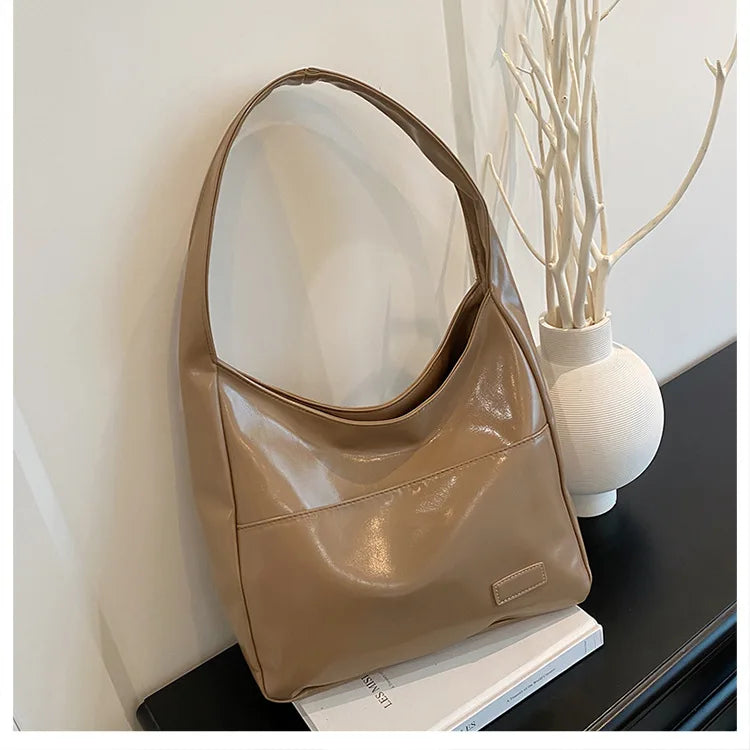 Classic Retro High-End Women's Designer Shoulder Bag Large Capacity Zipper Cross-Border Direct Source PU Material Large Capacity