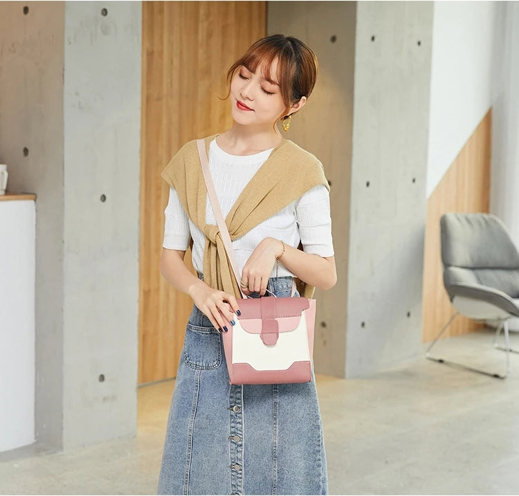 New Simple Contrast Color Backpack Female Korean Version Diagonal Small Bag Wholesale Fashion Mini Backpack Women