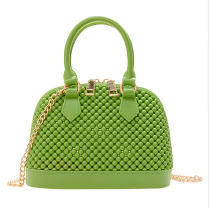 Candy Pure Color Mini PU Handbags Cute and Playful Checkered Crossbody Bag Colorful Chain Fashion Bags for Women