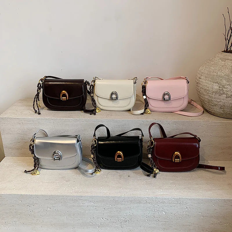 2025 New Fashion Cross Bags for Women Senior Female Saddle Bag Zip Closure PU Lining Leather Texture Single Shoulder Bag